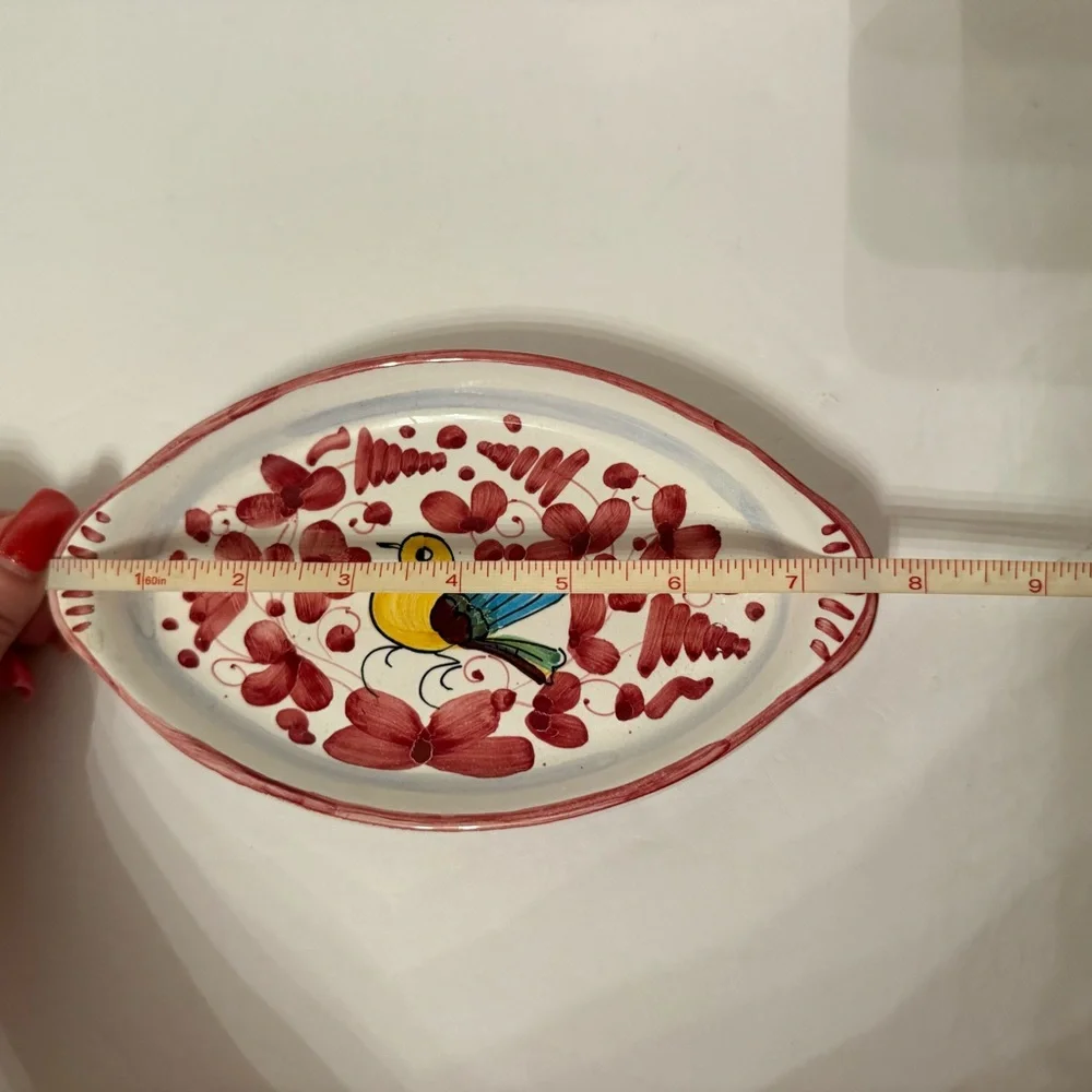 DERUTA CERAMICHE SMALL TRAY TRINKET DECOR ACCENT DINING CANDY WHITE PINK ITALY
